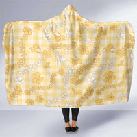Melemele Aloha Hawaii Hooded Blanket Plumeria Lei With Palaka Motif LT14 One Size Yellow - Polynesian Pride