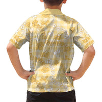 Melemele Aloha Hawaii Kid Hawaiian Shirt Plumeria Lei With Palaka Motif LT14 - Polynesian Pride