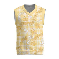 Melemele Aloha Hawaii Christmas Knitted V-Neck Vest Plumeria Lei With Palaka Motif - Polynesian Pride