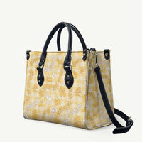 Melemele Aloha Hawaii Leather Bag Plumeria Lei With Palaka Motif LT14 Yellow - Polynesian Pride