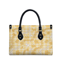 Melemele Aloha Hawaii Leather Bag Plumeria Lei With Palaka Motif LT14 - Polynesian Pride