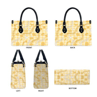 Melemele Aloha Hawaii Leather Bag Plumeria Lei With Palaka Motif LT14 - Polynesian Pride