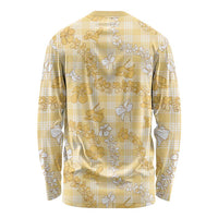 Melemele Aloha Hawaii Long Sleeve Shirt Plumeria Lei With Palaka Motif LT14 - Polynesian Pride