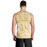 Melemele Aloha Hawaii Men Tank Top Plumeria Lei With Palaka Motif LT14 - Polynesian Pride