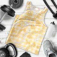 Melemele Aloha Hawaii Men Tank Top Plumeria Lei With Palaka Motif LT14 - Polynesian Pride