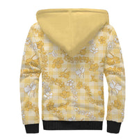 Melemele Aloha Hawaii Sherpa Hoodie Plumeria Lei With Palaka Motif - Polynesian Pride