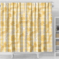 Melemele Aloha Hawaii Shower Curtain Plumeria Lei With Palaka Motif LT14 - Polynesian Pride
