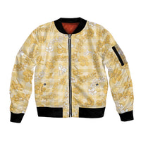 Melemele Aloha Hawaii Sleeve Zip Bomber Jacket Plumeria Lei With Palaka Motif - Polynesian Pride