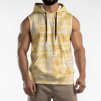 Melemele Aloha Hawaii Sleeveless Hoodie Plumeria Lei With Palaka Motif LT14 - Polynesian Pride