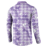 Poni Aloha Hawaii Button Sweatshirt Plumeria Lei With Palaka Motif - Polynesian Pride