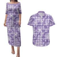 Poni Aloha Hawaii Couples Matching Puletasi and Hawaiian Shirt Plumeria Lei With Palaka Motif - Polynesian Pride