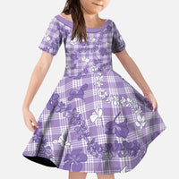 Poni Aloha Hawaii Kid Short Sleeve Dress Plumeria Lei With Palaka Motif - Polynesian Pride