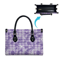 Poni Aloha Hawaii Leather Bag Plumeria Lei With Palaka Motif LT14 - Polynesian Pride