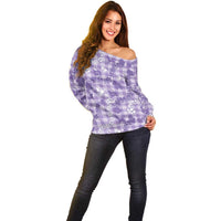 Poni Aloha Hawaii Off Shoulder Sweater Plumeria Lei With Palaka Motif LT14 - Polynesian Pride