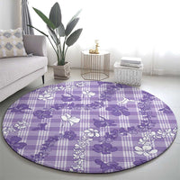 Poni Aloha Hawaii Round Carpet Plumeria Lei With Palaka Motif - Polynesian Pride