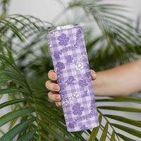 Poni Aloha Hawaii Skinny Tumbler Plumeria Lei With Palaka Motif - Polynesian Pride