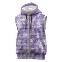 Poni Aloha Hawaii Sleeveless Zip Hoodie Plumeria Lei With Palaka Motif LT14 Purple - Polynesian Pride