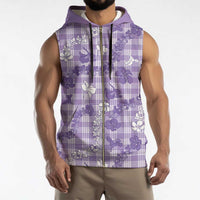 Poni Aloha Hawaii Sleeveless Zip Hoodie Plumeria Lei With Palaka Motif LT14 - Polynesian Pride