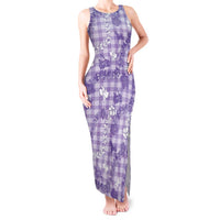 Poni Aloha Hawaii Tank Maxi Dress Plumeria Lei With Palaka Motif - Polynesian Pride