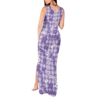 Poni Aloha Hawaii Tank Maxi Dress Plumeria Lei With Palaka Motif - Polynesian Pride