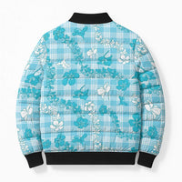 Polu Aloha Hawaii Bomber Puffer Jacket Plumeria Lei With Palaka Motif - Polynesian Pride