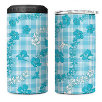 Polu Aloha Hawaii 4 in 1 Can Cooler Tumbler Plumeria Lei With Palaka Motif - Polynesian Pride