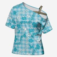 Polu Aloha Hawaii Cross Shoulder Shirt Plumeria Lei With Palaka Motif - Polynesian Pride