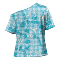 Polu Aloha Hawaii Cross Shoulder Shirt Plumeria Lei With Palaka Motif - Polynesian Pride
