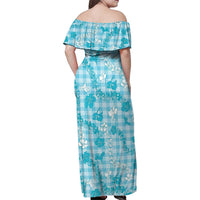 Polu Aloha Hawaii Family Matching Off Shoulder Maxi Dress and Hawaiian Shirt Plumeria Lei With Palaka Motif - Polynesian Pride