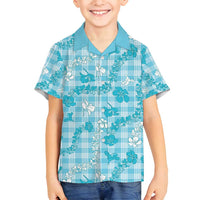 Polu Aloha Hawaii Family Matching Off Shoulder Short Dress and Hawaiian Shirt Plumeria Lei With Palaka Motif - Polynesian Pride