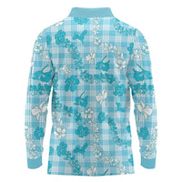 Polu Aloha Hawaii Long Sleeve Polo Shirt Plumeria Lei With Palaka Motif - Polynesian Pride