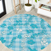 Polu Aloha Hawaii Round Carpet Plumeria Lei With Palaka Motif - Polynesian Pride