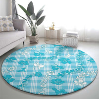 Polu Aloha Hawaii Round Carpet Plumeria Lei With Palaka Motif - Polynesian Pride