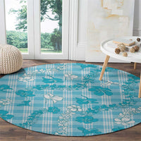 Polu Aloha Hawaii Round Carpet Plumeria Lei With Palaka Motif - Polynesian Pride