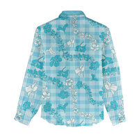 Polu Aloha Hawaii Women Casual Shirt Plumeria Lei With Palaka Motif - Polynesian Pride