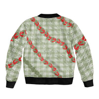 Omaomao Aloha Hawaii Bomber Jacket Rosebud Lei With Palaka Motif - Polynesian Pride