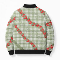 Omaomao Aloha Hawaii Bomber Puffer Jacket Rosebud Lei With Palaka Motif - Polynesian Pride