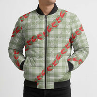 Omaomao Aloha Hawaii Bomber Puffer Jacket Rosebud Lei With Palaka Motif - Polynesian Pride