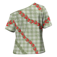 Omaomao Aloha Hawaii Cross Shoulder Shirt Rosebud Lei With Palaka Motif - Polynesian Pride