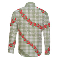 Omaomao Aloha Hawaii Family Matching Off Shoulder Short Dress and Hawaiian Shirt Rosebud Lei With Palaka Motif - Polynesian Pride