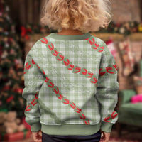 Omaomao Aloha Hawaii Kid Ugly Christmas Sweater Rosebud Lei With Palaka Motif - Polynesian Pride