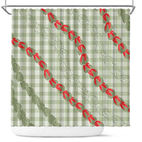 Omaomao Aloha Hawaii Shower Curtain Rosebud Lei With Palaka Motif - Polynesian Pride
