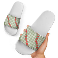 Omaomao Aloha Hawaii Slide Sandals Rosebud Lei With Palaka Motif LT14 - Polynesian Pride