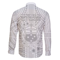 samoa-white-sunday-family-matching-off-shoulder-short-dress-and-hawaiian-shirt-manuia-le-aso-sa-o-tamaiti-polynesian-plumeria