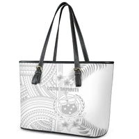 Samoa White Sunday Leather Tote Bag Manuia le Aso Sa o Tamaiti Polynesian Plumeria LT14 - Polynesian Pride