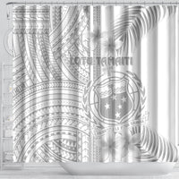 Samoa White Sunday Shower Curtain Manuia le Aso Sa o Tamaiti Polynesian Plumeria LT14 - Polynesian Pride