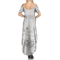 Samoa White Sunday Summer Maxi Dress Manuia le Aso Sa o Tamaiti Polynesian Plumeria LT14 - Polynesian Pride