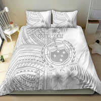 Personalised Samoa White Sunday Bedding Set Manuia le Aso Sa o Tamaiti Polynesian Plumeria LT14 - Polynesian Pride