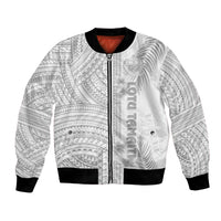 personalised-samoa-white-sunday-bomber-jacket-manuia-le-aso-sa-o-tamaiti-polynesian-plumeria