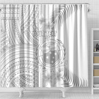 Personalised Samoa White Sunday Shower Curtain Manuia le Aso Sa o Tamaiti Polynesian Plumeria LT14 - Polynesian Pride